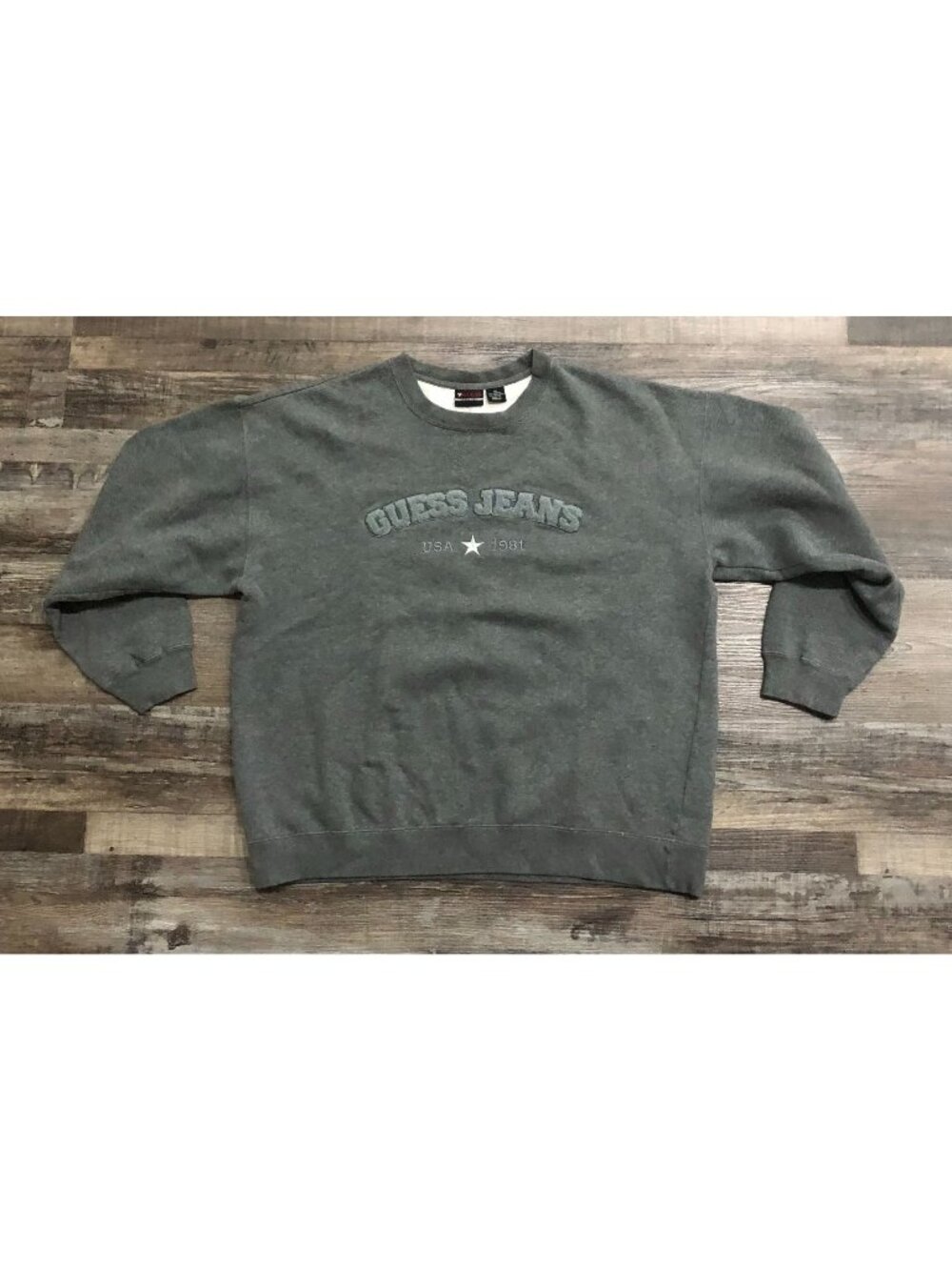 Guess Jeans 1981 Mens Medium Gray Crewneck Sweatshirt Pullover